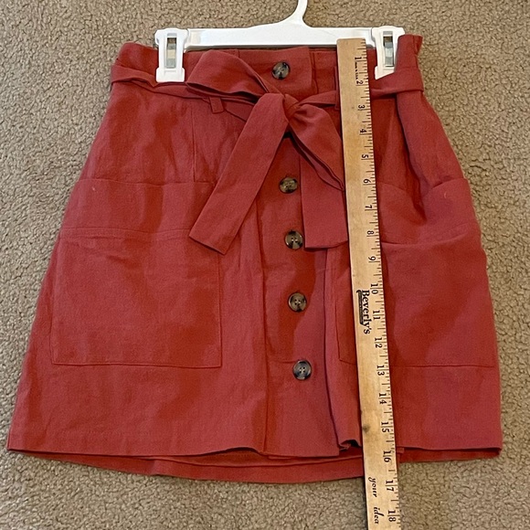 One Clothing Los Angeles - Button Belted Mini Skirt - Burnt Orange - Small - Picture 7 of 9
